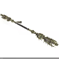 Ancient Ornate Metallic Weapon With Long Handle Intricate Carvings And Sharp Spikes