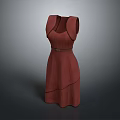 Red Dress Sculpture With Belt Sleeveless Design 3D Carved Artwork Piece