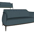Deep Blue Leather Multi Person Sofa With Modern Design And Metal Legs 3d model