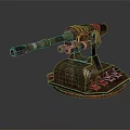 Detailed Rusted Mechanical Device With Orange Accents And Heavy Metal Base Structure