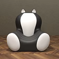 Cute Black And White Cat Shaped Kids Chair With Rounded Design And Ears
