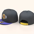 Dark Gray Snapback Cap With Purple Brim Lakers Logo And Yellow Back Label