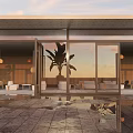 Modern Building With Glass Curtain Walls Courtyard And Surrounding Trees