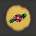 Cartoon Cactus With Pink Flower On Head Happy Expression Yellow Sand Under