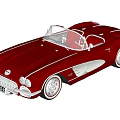 Red Classic Convertible Sports Car With Chrome Accents White Wall Tires And Retro Design