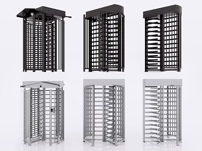 Public Facilities Security Turnstiles Black Silver Different Metal Access Designs 3d model