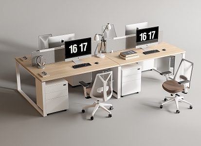 Modern Office Desk and Chair Office Desk and Chair Staff Station Computer Desk and Chair 3d model