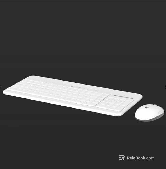 White Computer Keyboard And Mouse Set With Sleek Design And Numeric Keypad 3d model 