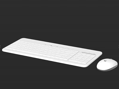 White Computer Keyboard And Mouse Set With Sleek Design And Numeric Keypad 3d model