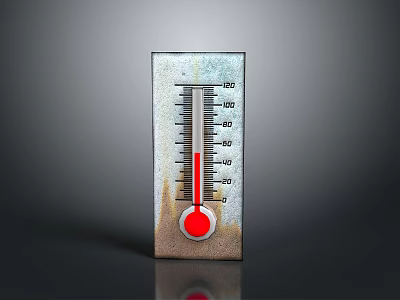Analog Thermometer with Rustic Metal Surface Red Indicator and Clear Temperature Scale for Home Use 3d model