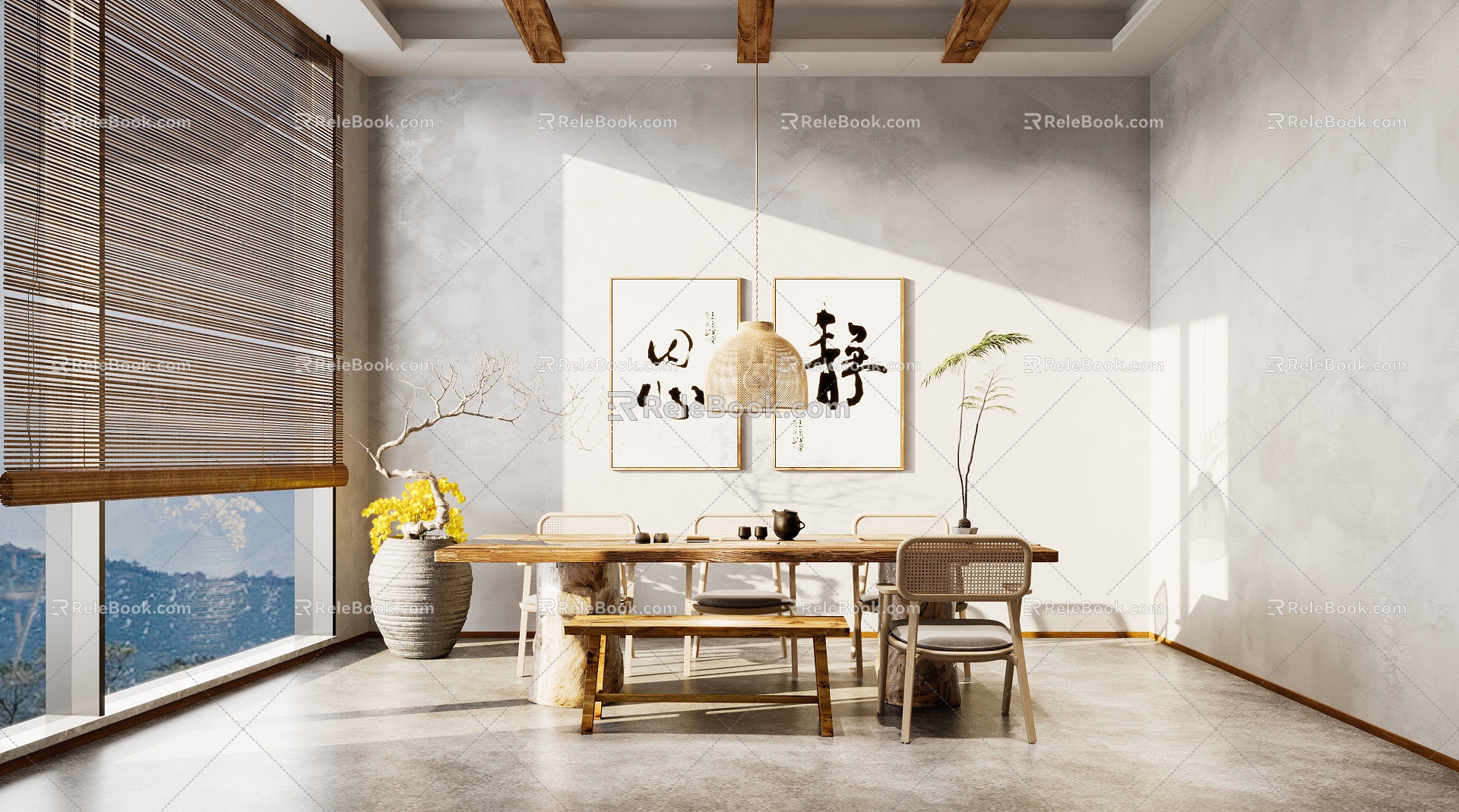 Quiet Chinese Tea Table Tea Room Study Health Tea Therapy 3d model