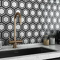 Modern Floor Design With Hexagonal Tiles In Black White Geometric Patterns 3d model