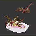 Two Fantasy Dragons With Red Wings On White 3D Model Base 3d model