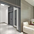 Spacious Modern Front Desk Reception Area With White Waiting Chairs And Green Decorative Plants