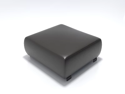 Sleek Dark Brown Leather Footstool With Square Shape And Sturdy Base 3d model