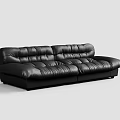 Modern Black Leather Multi Seat Sofa With Tufted Backrest And Stitched Design 3d model