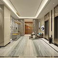 Luxurious Modern Elevator Lobby Interior With Marble Floor And Decorative Lighting Fixtures 3d model