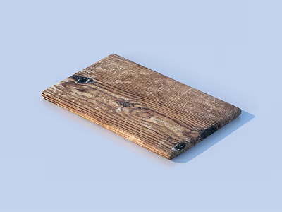 Natural Wooden Cutting Board With Beautiful Wood Grain And Metal Corner Brackets For Kitchen Use 3d model