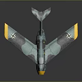 Detailed Military Airplane Design With Blue Green Camouflage Paint Yellow Wings And Nose