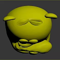 Purple Cartoon Bear Character Hugging Smiling Yellow Creature With Green Leaf on Head