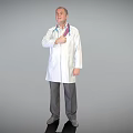 A Man Wearing White Doctor Coat With Stethoscope Standing Against Gray Background