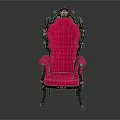 Single Seater Sofa With Pink Upholstery And Ornate Carved Wooden Details