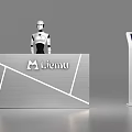 Modern Reception Desk With Robot And Digital Information Kiosk 3d model