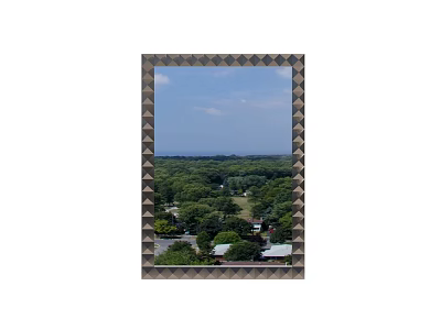 Ornate Framed Mirror Reflecting Green Trees Blue Sky And Natural Scenery 3d model
