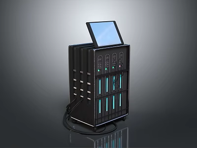 Modern Black Electronic Device With Screen Multiple Ports And Indicator Lights 3d model