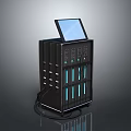 Modern Black Electronic Device With Screen Multiple Ports And Indicator Lights