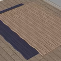 Square Rugs with Navy Blue and Beige Woven Texture on Wooden Floor