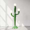 Modern Green Cactus Shaped Floor Lamp With Three White Globe Lights 3d model