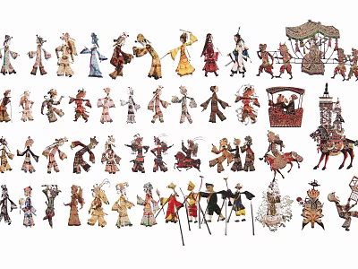 Traditional Handcrafted Hanging Ornaments With Various Character Figures And Decorative Designs 3d model