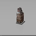 Red Brick Classical Building With Gabled Roof Multi Story Windows And Chimneys