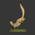 Weasel 3D Model With Long Tail Standing On Green Circular Base