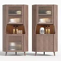 Wooden Wine Cabinet with Glass Doors Modern Design Wine Bottles and Number 29 Calendar