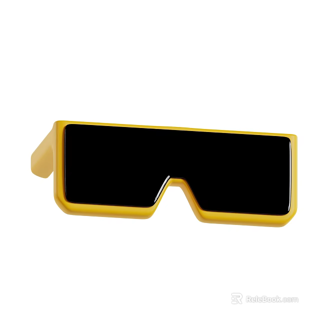 Fashionable Yellow Frame Sunglasses With Black Lenses For Daily Life 3d model 