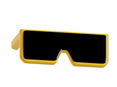 Fashionable Yellow Frame Sunglasses With Black Lenses For Daily Life 3d model