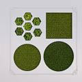 Decorative Green Plant Wall With Hexagons Square And Circular Textured Components