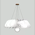 Elegant White Petal Like Chandelier Design With Hanging Structure And Spherical Bulb