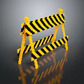 Building Blocks Safety Barrier Toy Model With Yellow And Black Stripes Design