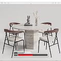 Modern leisure table and chair combination round dining table and chair 3d model