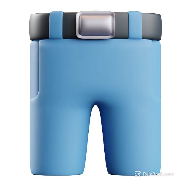 Blue Pants With Black Belt Silver Buckle And Side Pockets Design 3d model 