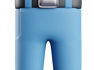 Blue Pants With Black Belt Silver Buckle And Side Pockets Design 3d model