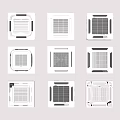 Various Design Air Conditioner Fans With Different Panel Styles And Grill Patterns