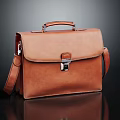 Brown Leather Briefcase With Secure Lock Handle And Adjustable Shoulder Strap 3d model