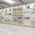 Modern Retail Store Interior With Wooden Shelves Product Displays And Bright Lighting