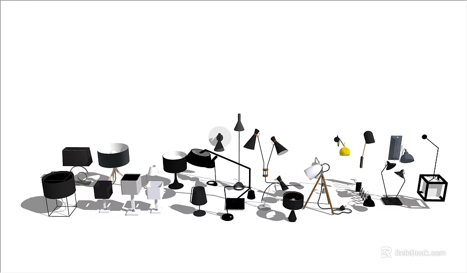 Modern Home Lighting Combination with Table Floor and Desk Lamps in Various Styles 3d model 