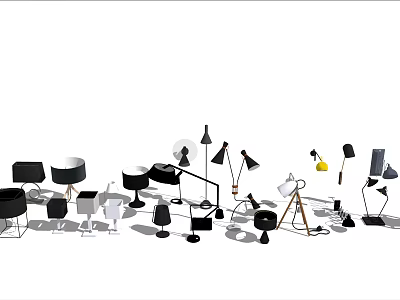 Modern Home Lighting Combination with Table Floor and Desk Lamps in Various Styles 3d model