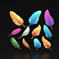 Vibrant Colorful Feather Decorative Ornament Set with Assorted Colors for Home Decoration